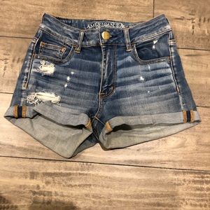 Light wash shorts with some distressing